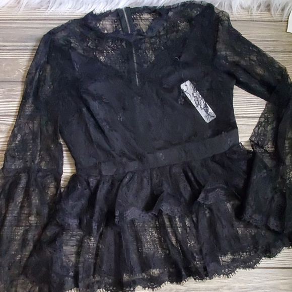 Last 2! Taylor Black Lace Blouse S M - Picture 4 of 7